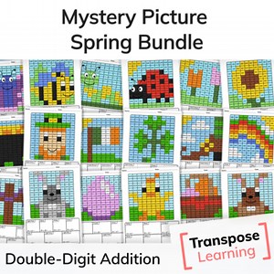 Double Digit Addition | Spring Events Mystery Picture Color by Code Bundle