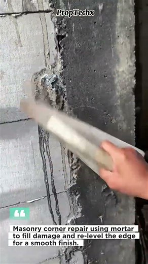 Masonry Corner Repair: Fast Mortar Patching & Edge Leveling #construction #masonry #shorts