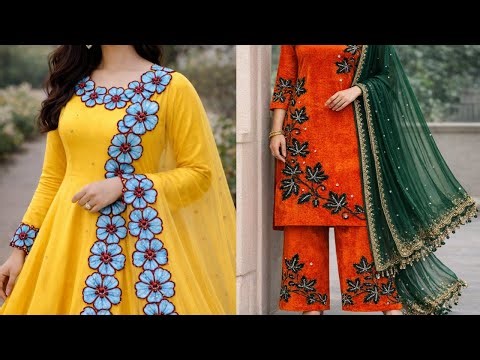 2+ Kurta Trouser Cutwork designs With Designer Dupatta ✨ Embroidery Dress design With Sewing Machine