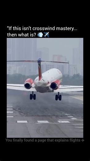 Explaining Flights | Aviation on Instagram: "Follow @explainingflights for clear explanations of challenging pilot moments. This MD-83 landing is a textbook example of crosswind mastery. When strong winds blow across the runway, pilots often approach in a “crab” angle—pointing the nose into the wind—to stay aligned with the runway centerline. Just before touchdown, they smoothly correct with rudder and a slight wing-down input so the wheels meet the runway straight and stable. The MD-80 series, 
