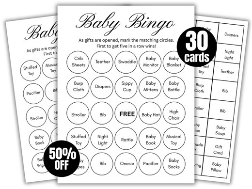 Baby Shower Bingo Game | 30 Printable Baby Bingo Cards | Minimalist Baby Bingo | Printable Party Game - Etsy