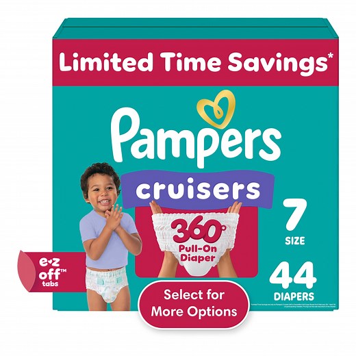 Pampers Cruisers 360 Baby Diapers Size 7, 44 Count (Select for More Options)