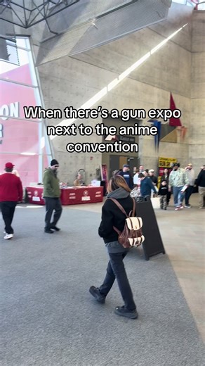 I’m not afraid of being shot but this is the most random assortment of people at a con I’ve ever seen. The safe kids fair and the STEM expo right next door was the cherry on top Also apologies for the fast video, the red table is from the NRA lol #animeconvention #cosplay #funny #expedition33 #cosplayer Sciel Cosplay