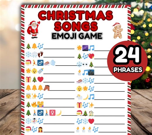 Christmas Songs Emoji Game, Holiday Song Emoji Pictionary Xmas Carols Digital Download - Etsy