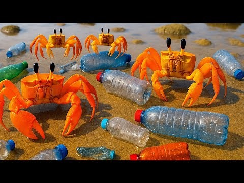 Catching crabs on the beach : From Bottle to Crab