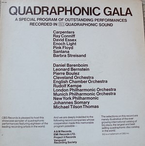 Various - Quadraphonic Gala: A Special Program Of Outstanding Performances Recorded In SQ Quadraphonic Sound