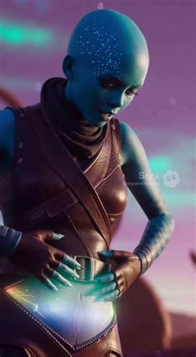 Alien girl discovers a strange flower #expansion #belly #swelling