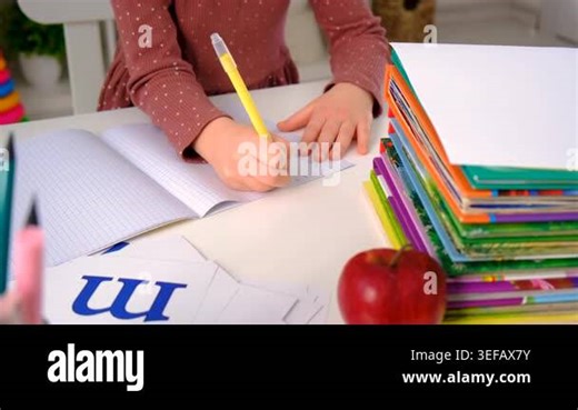 A child doing homework at home. Selective focus. kid Stock Video Footage - Alamy