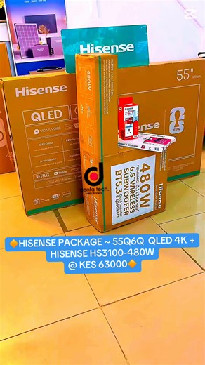 HISENSE PACKAGE ~ 55Q6Q QLED 4K UHD HISENSE HS3100 SOUNDBAR 3.1CH -480W . OFFER PRICE @ KES 63,000. ‼️SHOP LOCATIONS ‼️ 🔶:Nairobi Physical Stores Located at: 1: PLATINUM PLAZA ALONG TOM MBOYA STREET GROUND FLOOR -G36 ( 0757-543543 ) 2: RNG PLAZA ALONG RONALD NGALA STREET 1ST FLOOR F17 ( 0711-290354 ) 3: OUR SHOW LOCATED AT VISION PLAZA ALONG MOMBASA ROAD G21 ( 0795-144125 ) ‼️We deliver across the country and payment on arrival . #Denfatech #hisense55qledtv #hs3100 #customizedpackage #reliabled
