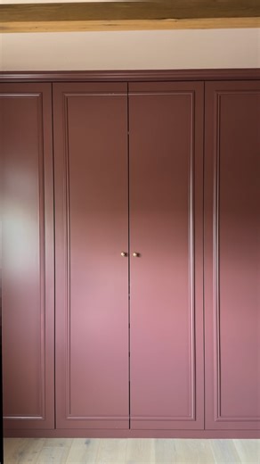 Valeria Jacobs on Instagram: "Basically… my blank canvas ✨ Pt. 3 of this little mini-series and the final reveal of our IKEA Pax closet project. You can find every step of this Ikea hack right here on my feed. I really took my time with this one, and it was so worth it, I’m obsessed with this color. We still have a few details to wrap up in our bedroom, so that’s next. Follow along for the full room reveal coming soon-ish ☺️ Paint color: @benjaminmoore Pueblo Brown Hardware: the prettiest ‘furni