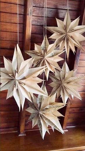 Easy DIY Holiday Decor: Paper Bag Stars! (See description for more details!) #christmasdecor