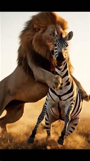 A Fierce Moment: Lion launches a powerful and aggressive strike. #wildlife