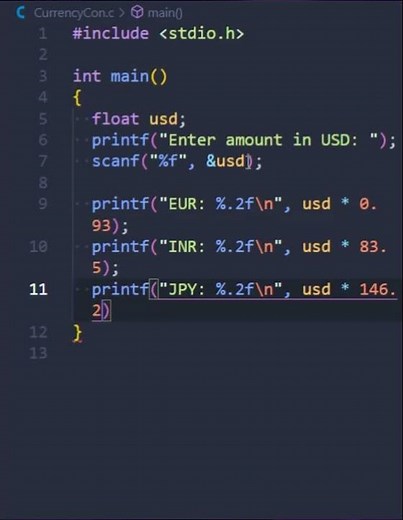 Convert USD to Multiple Currencies Quickly | C Program with Example | Currency Converter in C