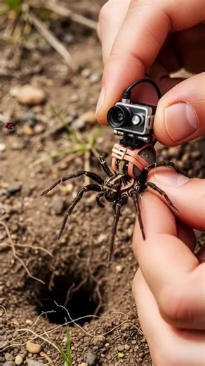 Spider POV: Micro Camera Inside a Real Underground Spider Nest #SpiderPOV #MicroCamera