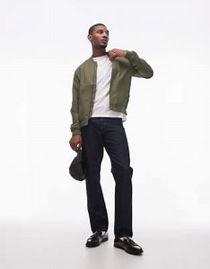 Topman lightweight bomber jacket in khaki | ASOS