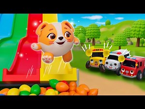 Wheels On The Bus Slide Song | Rainbow Slides Song | Nursery Rhymes & Kids Songs - Baby Car Songs TV