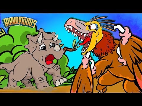 Quicksand! Triceratops Vs Velociraptor | Dinosaur Songs from Dinostory by Howdytoons S2E6