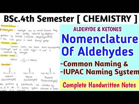 Nomenclature Of Aldehydes | Basic Concepts |Common & IUPAC Naming System | BSc.4th Sem.Notes