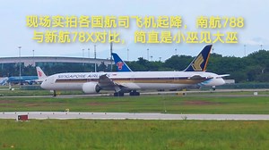 现场实拍各国航司飞机起降，南航788与新航78X对比，简直是小巫见大巫