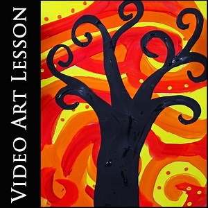 FALL SWIRLY TREE Video Art Lesson | ABSTRACT Drawing & Painting Project