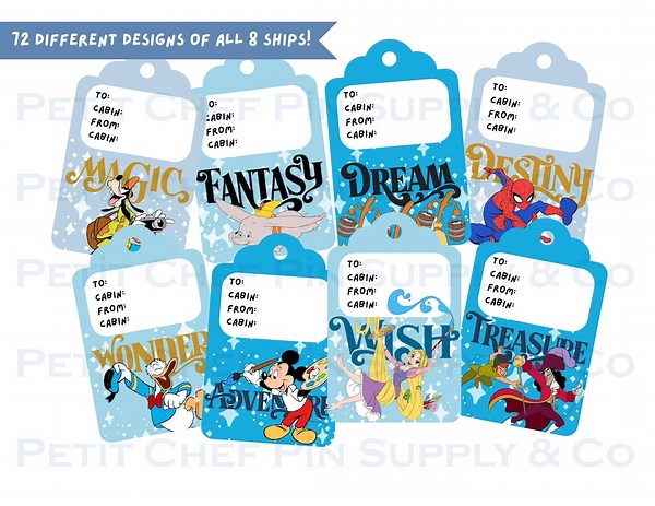 Disney Cruise Gift Tags | Pixie Dust and Fish Extenders | Editable Canva Template - Etsy