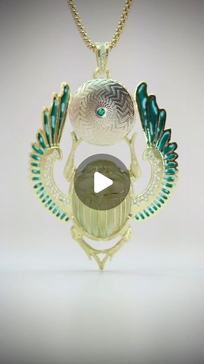 V.M. Saph Brooks on Instagram: "🪲18k Green Gold and Tourmaline Scarab pendant with glass enamel wings. Hand fabricated, Hand carved, and Hand turned patterns on rose engine lathe."