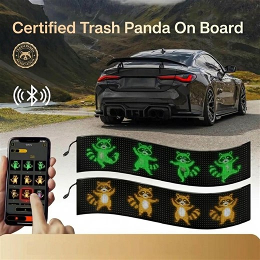 Funny Raccoon LED Car Window Light, Programmable LED Display, App Controlled Car Window Sign, Home Decor - Etsy