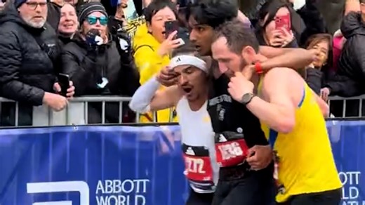Runners help collapsed competitor at Boston Marathon