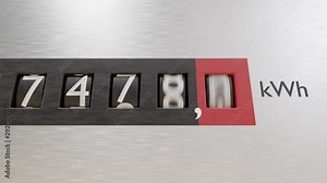 Animation of electricity meter and power consumption.