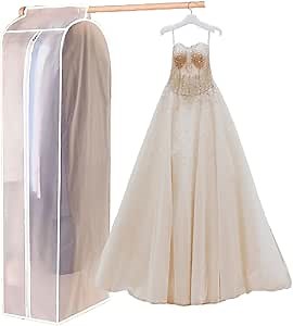 Garment Bags for Hanging Clothes Fully Sealed, Large Dustproof Hanging Clothing Storage Bags, Garment Cover Wardrobe Clothes Protector for Dress Coat Large Clothes (60"H×12"L×20"W, 1-Pack Translucent)