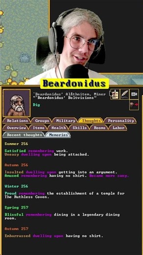 The effect of Mental Truama in Dwarf Fortress.