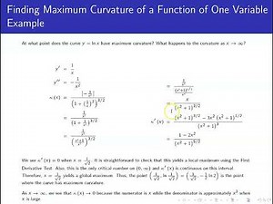 Finding Maximum Curvature of a Function of One Variable Example