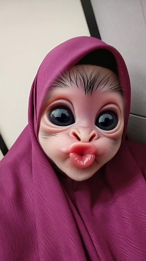 Monyet Menggunakan Tudung dengan Lucu
