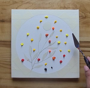 Demonstration of easy landscape painting on canvas using acrylic paints and masking tape | Suraj fine arts