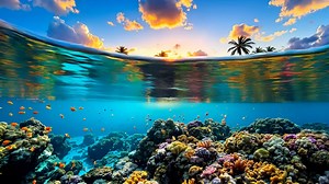 Tropical, Atoll, Lagoon. Free Stock Video