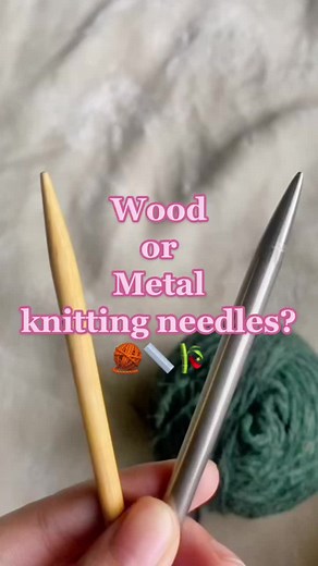 Wooden 🎋 or Metal 📏 needles? Here's how to decide! A small #knitting guide for beginners! What do you like using? I used wooden needles when I started because it was easier to keep the yarn on my needles. It also helped with basic stitches. I still use wooden ones from time to time:) I use metal needles when I want to knit faster... and honestly I love the clicking sound. Metal needles are good for lace knitting as well! #knittok #knittersoftiktok #strikke #gantsilyo #yarntok