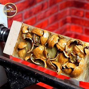 718K views · 131 reactions | Woodturning - Walnut Shells in Resin For more videos: https://www.youtube.com/c/WoodWorkshopTV #woodwork #wooddesign #woodart #woodworking #woodturning | Wood Workshop | Facebook