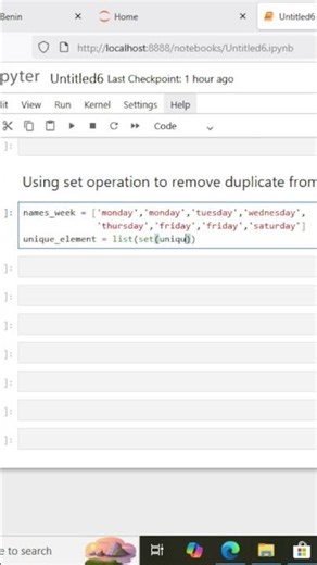 Removing duplicate from list using set operation #youtubeshorts #papaoutai, #youtubepremium