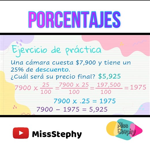 1K views · 29 reactions | 邏 Cómo CALCULAR el PORCENTAJE de una cantidad ️ Aprende cómo obtener el porcentaje de una cantidad realizando unos de los dos sencillos procedimientos que te explico. Si quieres que realice el video de algún tema déjamelo en comentarios. | Miss Stephy | Facebook