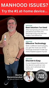 Want to restore your manhood once and for all? Meet The Recharge, a breakthrough device designed to restore your vitality and confidence using 4 clinically backed technologies: 🔴 Red Light Therapy 💥 Vibration Therapy 🔥 Heat Therapy ⚡ Electro Muscle Stimulation Unlike pills that just mask symptoms, The Recharge targets the root cause of ED by improving blood flow, nerve response, and muscle strength—naturally. ✅ Medically approved ✅ 90-day risk-free trial ✅ Free, discreet shipping Join the tho