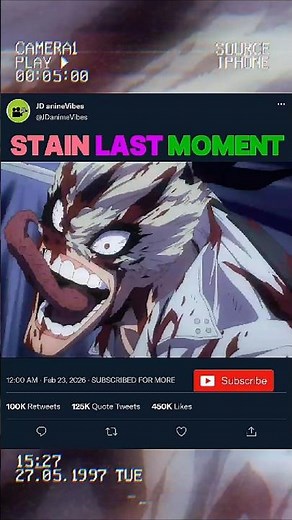 Hero killer last moment. #myheroacademia #herokiller #anime #mhaedit #animefightscenes #stain