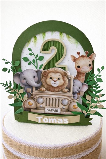 Safari Cake Topper Personalized – Jungle Birthday Cake Decoration, Custom Name & Age, Wild One or Two Wild Party Theme - Etsy