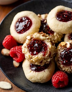 Almond Raspberry Thumbprint Cookies
