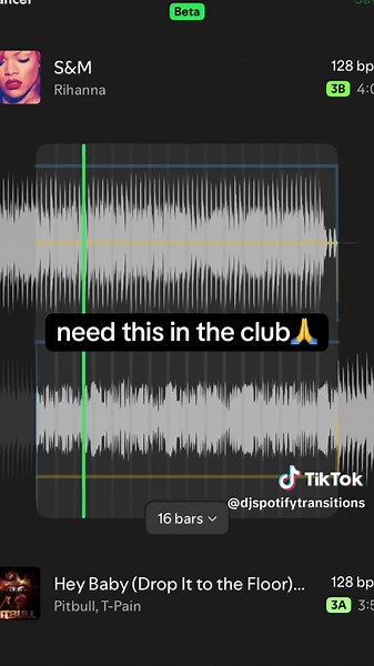 S&M X Hey Baby #spotifytransitions #spotify #dj #pitbull #rihanna | spotify dj