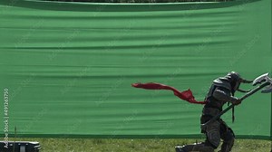 Setting up a fight on chroma key. Viking.