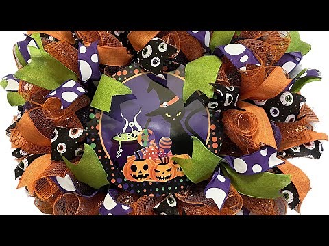 Halloween Cauldron Pumpkin Deco Mesh Wreath |Hard Working Mom |How to