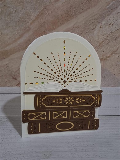 Layered Book Greeting Card | Storybook Design, Gold Accents - Etsy