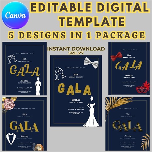 Editable Gala Invitation Template - Corporate Fundraiser Flyer - Business Anniversary Dinner Party Invite (digital Download) - Etsy