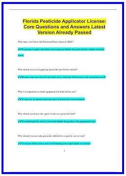 Florida Pesticide Applicator License Core Questions and Answers Latest Version Already Passed166 636