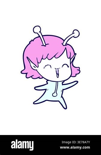 neon light effect animation of a cartoon alien girl laughing Stock Video Footage - Alamy